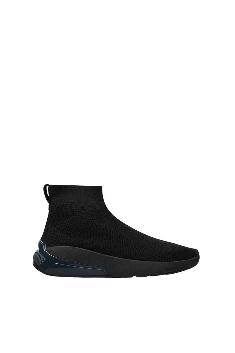 Stretch fabric high top sneakers hot sale